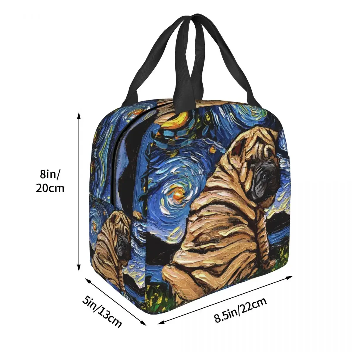 Starry Night Sharpei Lunch Bag for School Shar Pei Dog Leakproof Picnic Thermal Cooler Insulated Lunch Box Women Kids Tote Bags