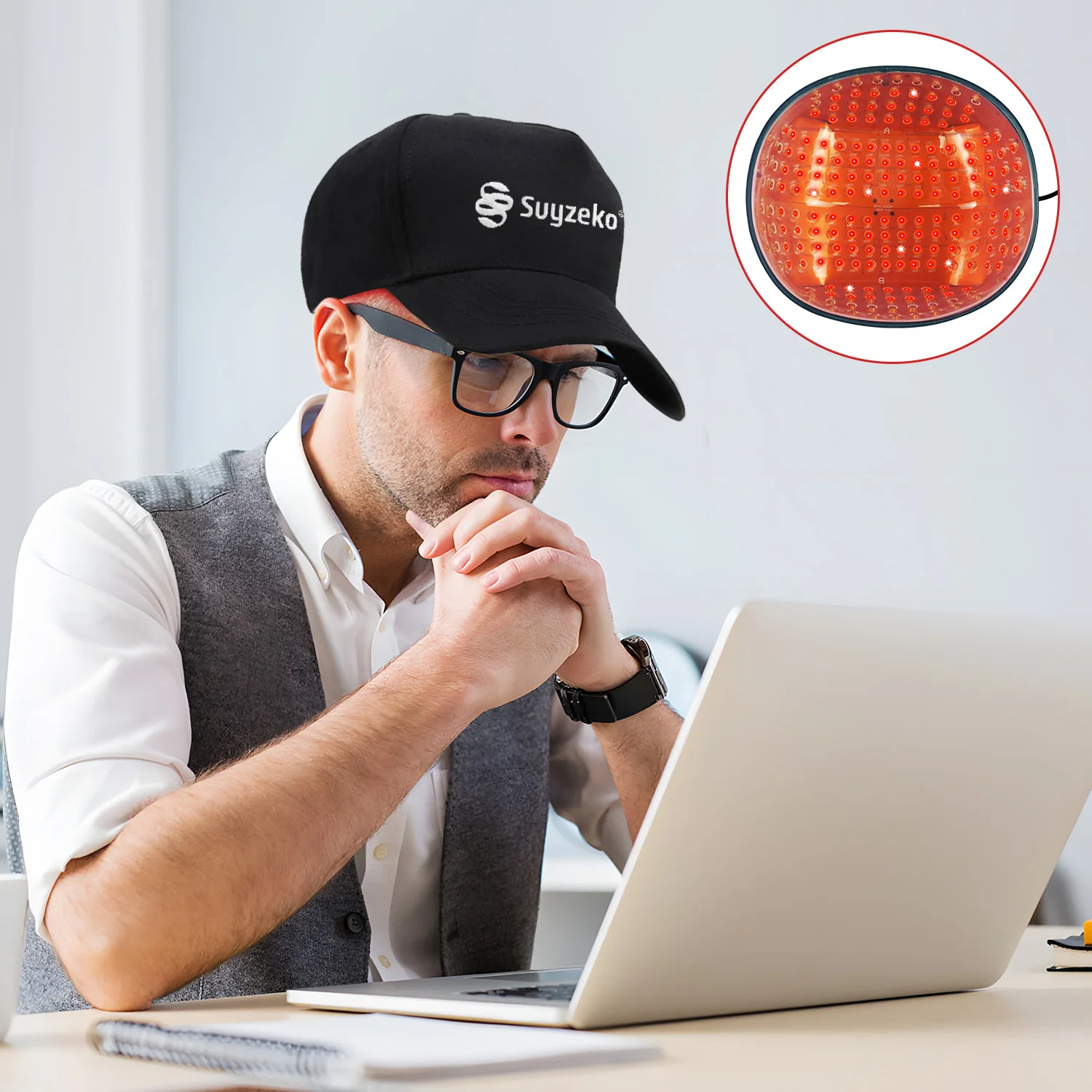 

Suyzeko Red Light Cap Лазер 200 диодов 650 нм Красный свет Шапка для роста волос для домашнего использования