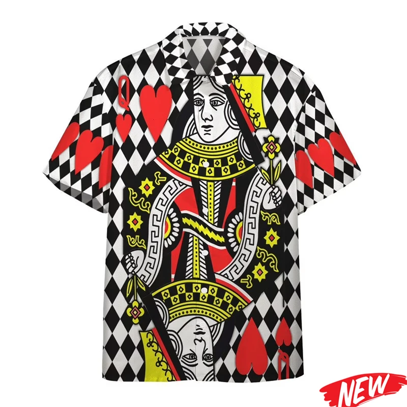 

2026 New 3D Printed Casino Poker Hawaiian Shirt For Men Spring Summer Street Short Sleeve Aloha Shirts Oversized Button Shirt