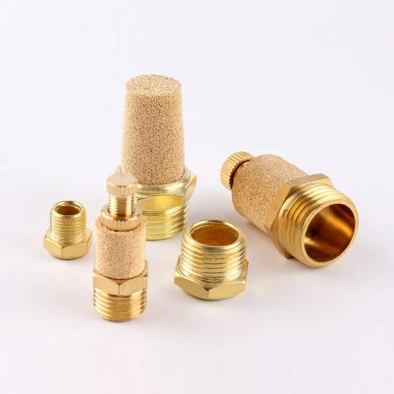Brass Pneumatic Exhaust Muffler M5 1/8 1/4 3/8 1/2 3/4 BSP Male Thread For Air Noise  Adjustable Long Short BSL SLM SLL