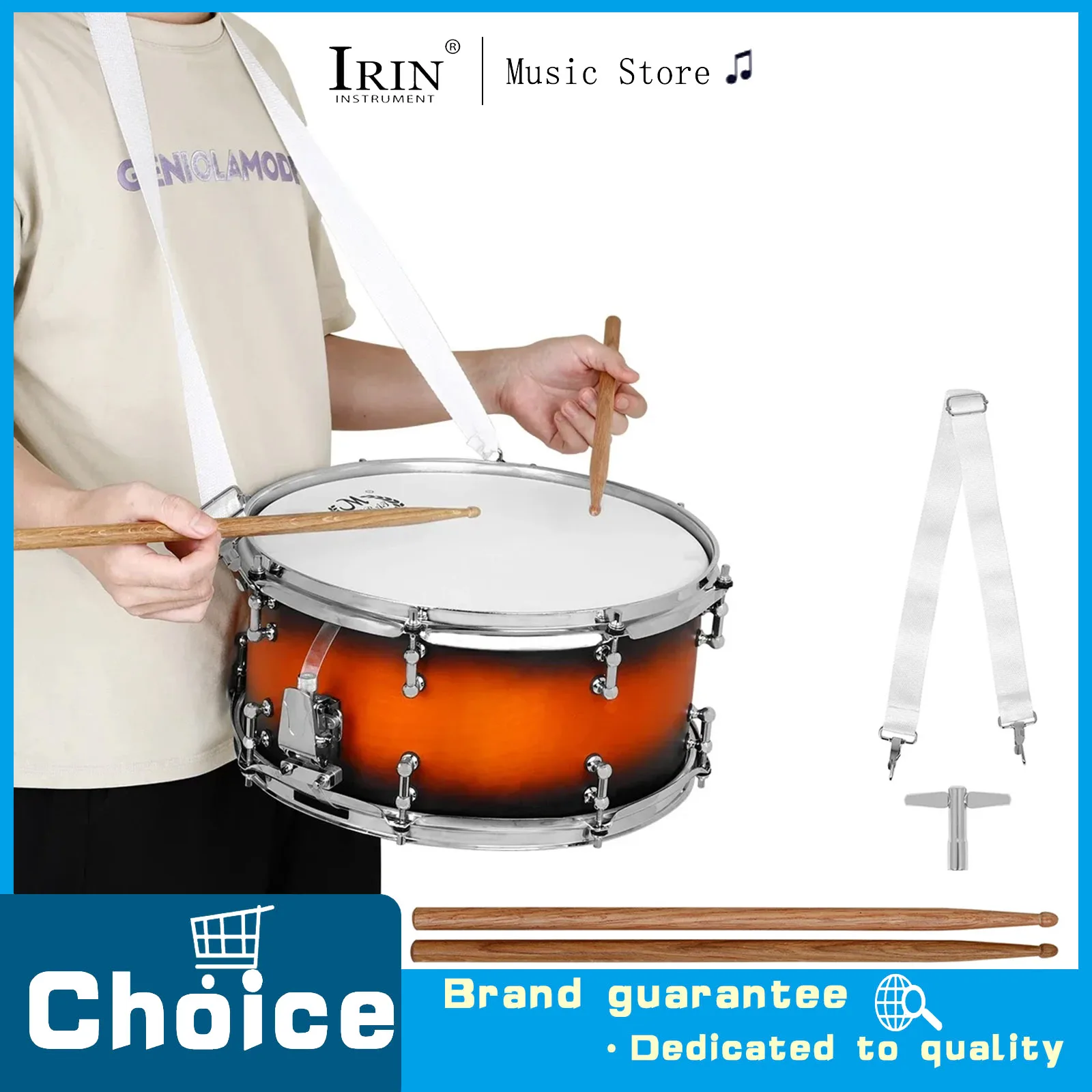 

Металлический ударный инструмент размером 14×6,5 дюймов, толстый и прочный, подходит для начинающих, желающих заниматься игрой на барабанах.