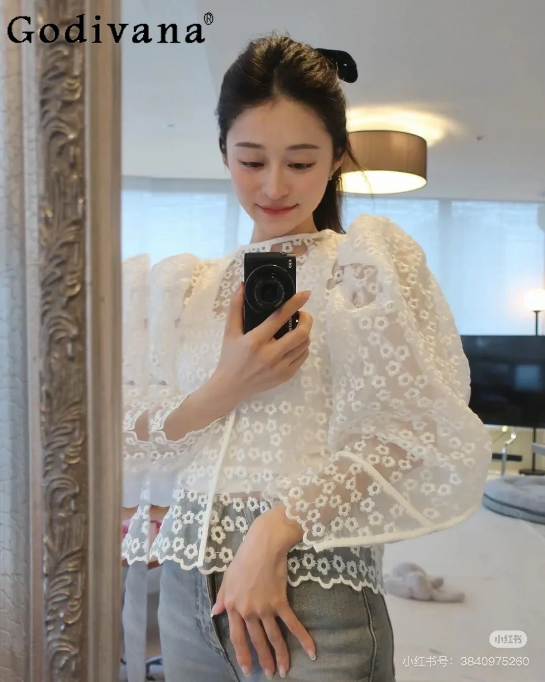 

Japanese Sweet Embroidered Long-sleeved Top Spring and Summer Women's Loose Round Neck Fashion Versatile Shirt Lady Casual Top