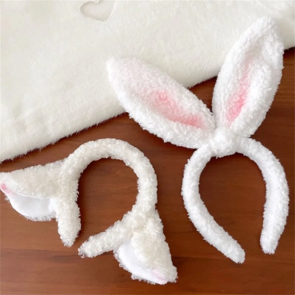 Lovely Plush Sheep Ears Headband Cute Furry Headband with Blush Bunny Ears Cartoon Rabbit Hair Bands Headdress Hair Accessories