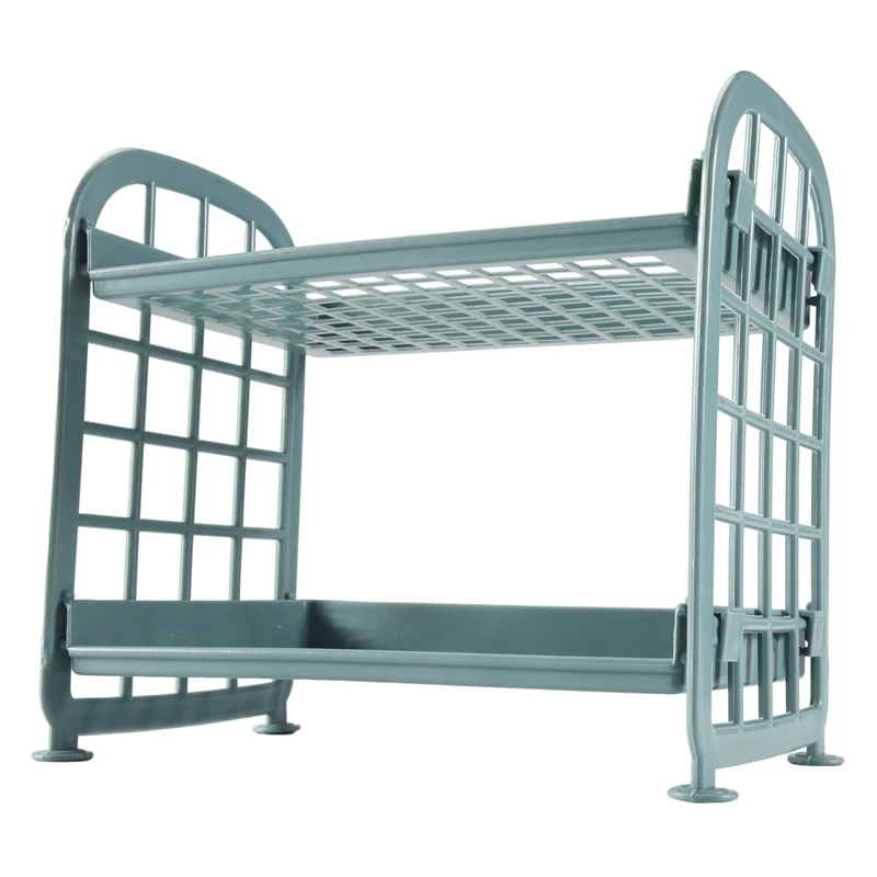 ¡Promoción! Estantes de almacenamiento, estantes de almacenamiento pequeños de plástico, estantes de 2 niveles, estante de cocina, organizador de baño (azul nórdico)