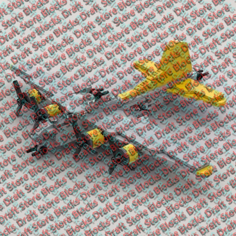 Yellow Tail Transport Plane Model MOC Building Bricks War Equipment Modular Technology Gifts Holiday Assemble  Toys Suit QWERT