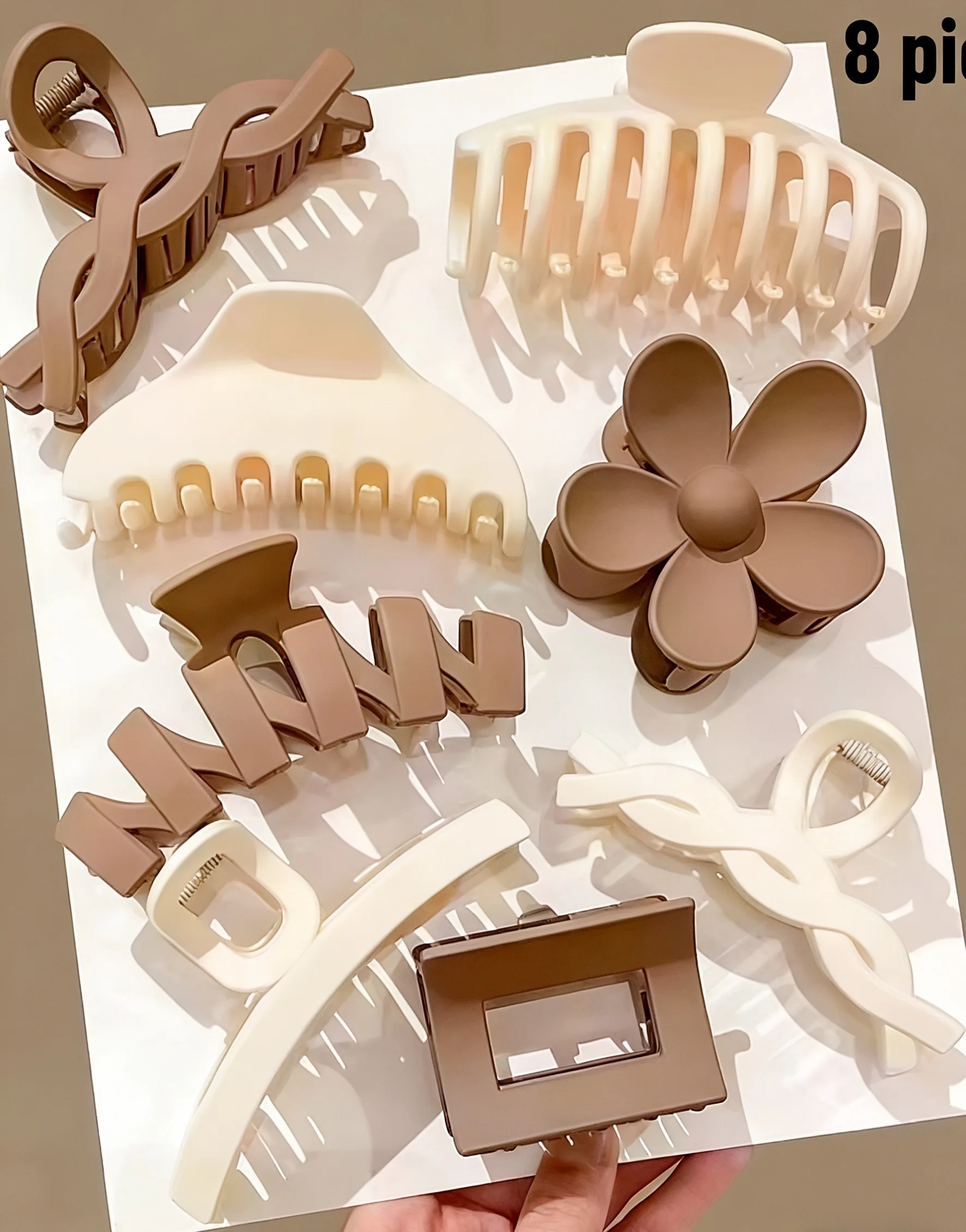 

Набор из 8 высококачественных матовых заколок-крабов для волос для женщин, заколки-крабы для затылка, аксессуары для волос