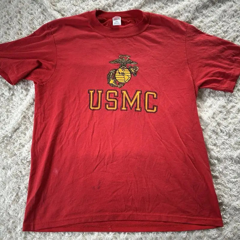 Vintage Us Marine T Shirt Mens Large Red Usmc Usa