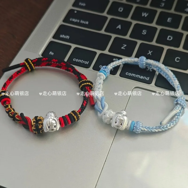 

2026 Новинка! Аниме-мерч по игре «Мудрец демонического культа» (Mo Dao Zu Shi): милый вязаный браслет с Лань Ванцзи и Вэй Усянем, серебряный, подарок