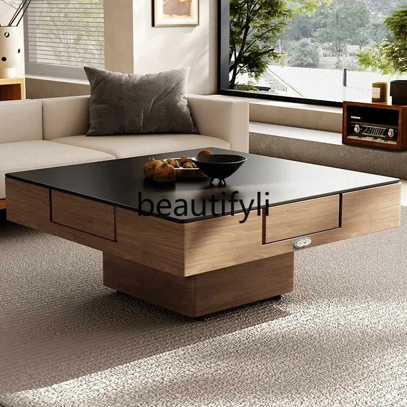 Mahjong table lift coffee table rock slab dining table integrated dual-purpose household