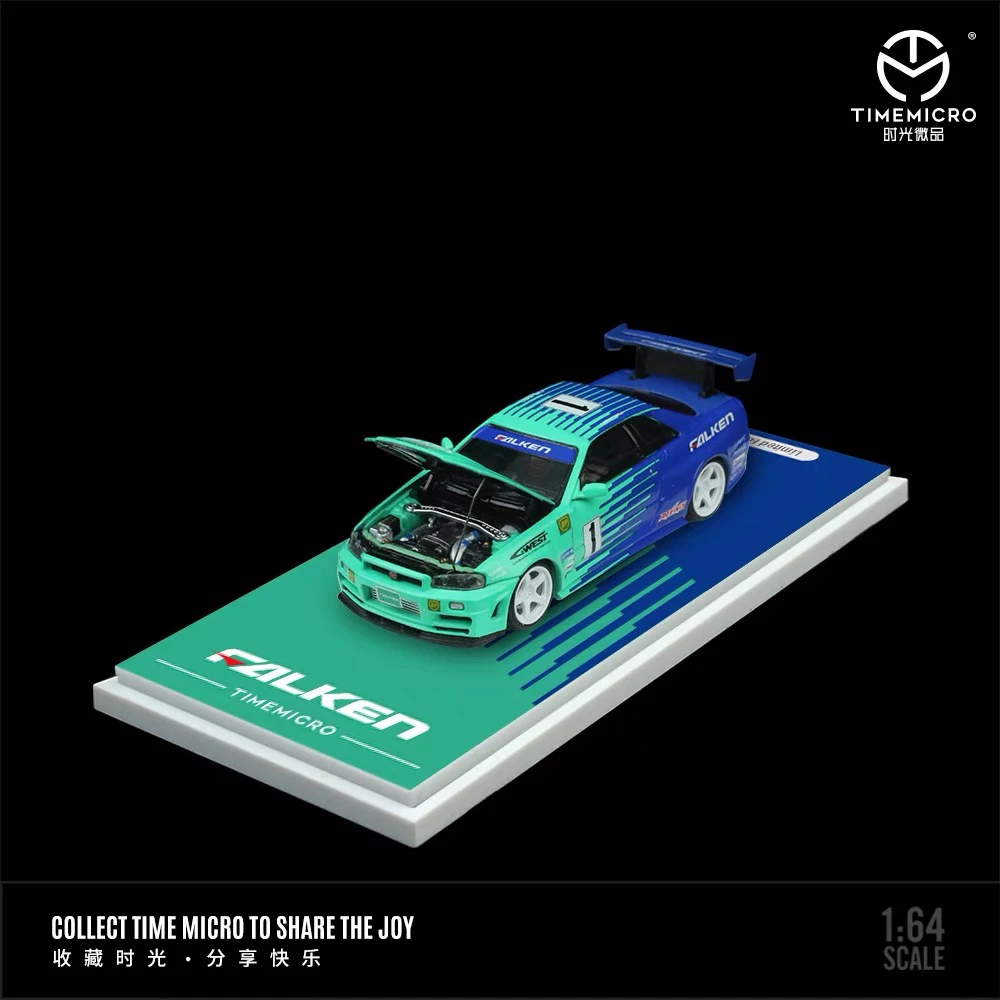 GTR R34 Open Cover TimeMicro TM 1:64 Simulated Alloy Car Model