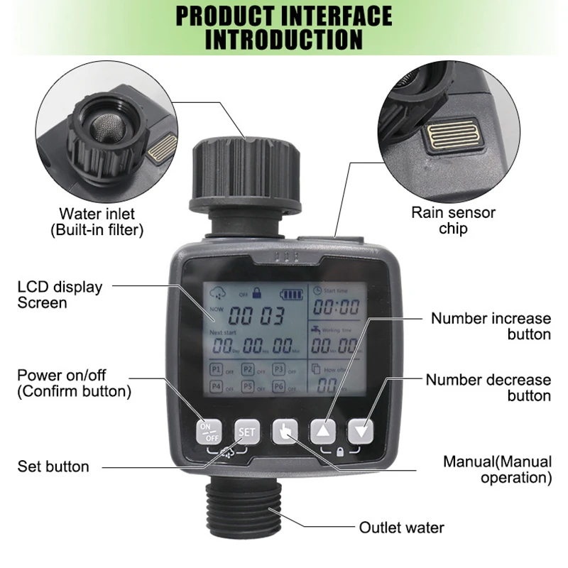 Automatic Water Timer Garden Digital Irrigation Machine Intelligent Sprinkler Outdoor Use to Save Water &Time Adjustable Program