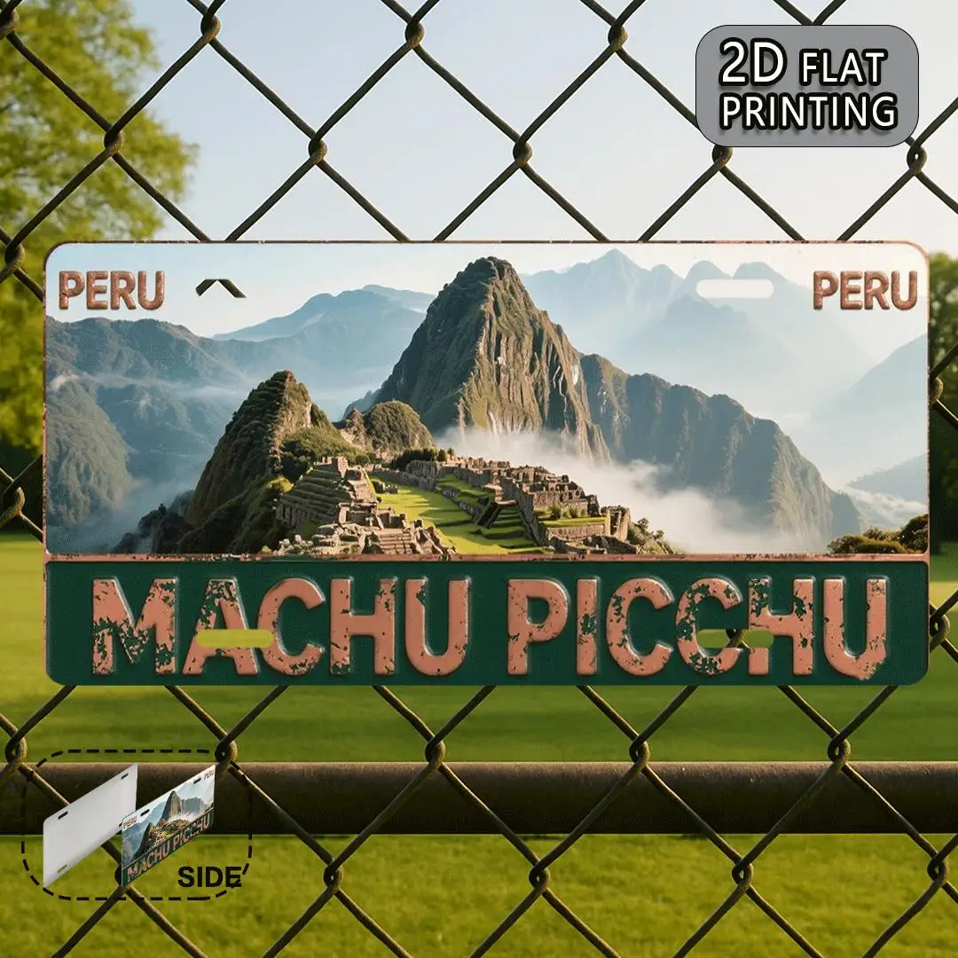 2D Flat - 1pc Machu Picchu Vintage Metal Aluminum Sign | Decorative Sign, 30.48X15.24Cm, Father'S Day Gifts, Peruvian Ancient St