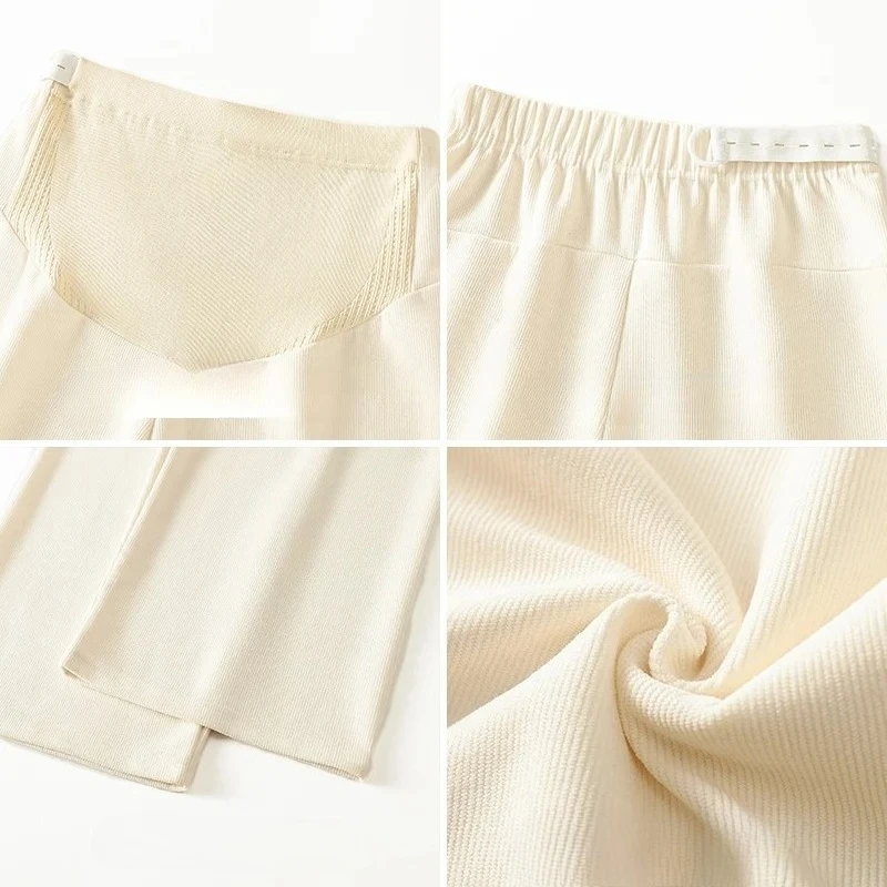 2025 الخريف الشتاء السراويل الأمومة واسعة الساق فضفاضة مستقيم مرونة الخصر البطن السراويل الطويلة للنساء الحوامل الشباب الحمل