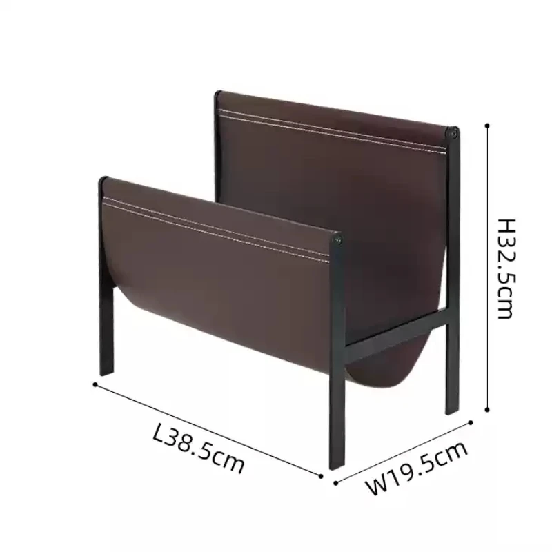 Modern Leather Floor Book And Newspaper Rack Scandinavian Simple Metal Magazine Holder for Living