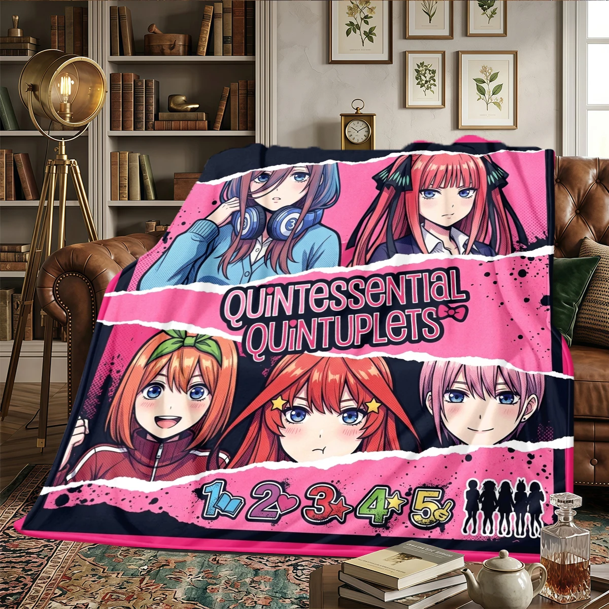 The Quintessential Quintuplets Printed Flannel Blanket Warm Comfortable, For Bedrooms, Sofas,Beds, Chairs, Picnics, Travel -HE61