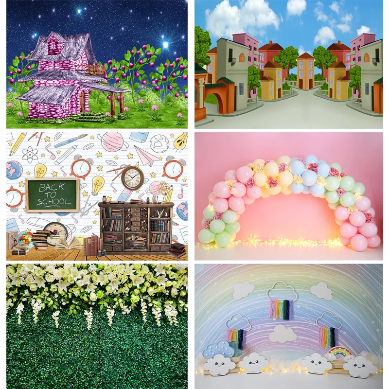 

Jungle Happy Birthday Photography Backdrops Newborn Air Balloon Party Decorations Portrait Photo Studio Background VG-03