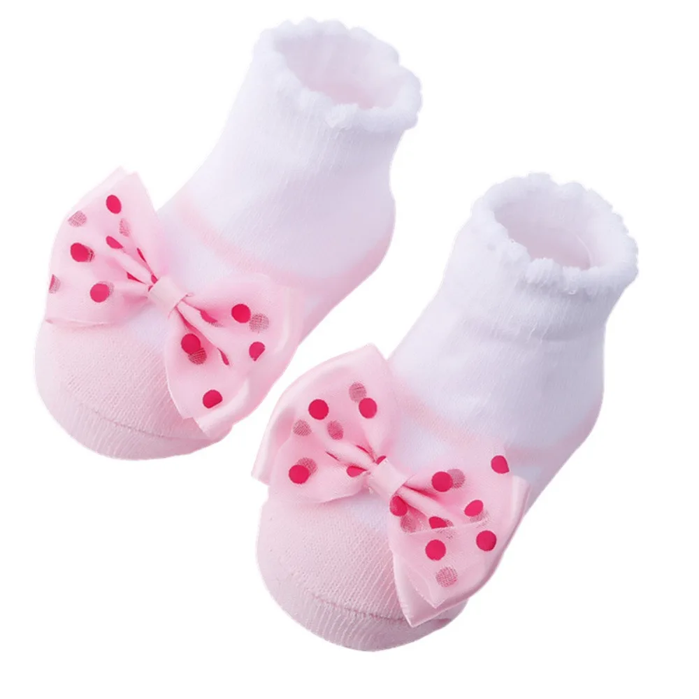 Cute Bow Knot Baby Socks Cotton High-quality Striped Lace Trim Socks Summer 0-6 Months Anklet Socks