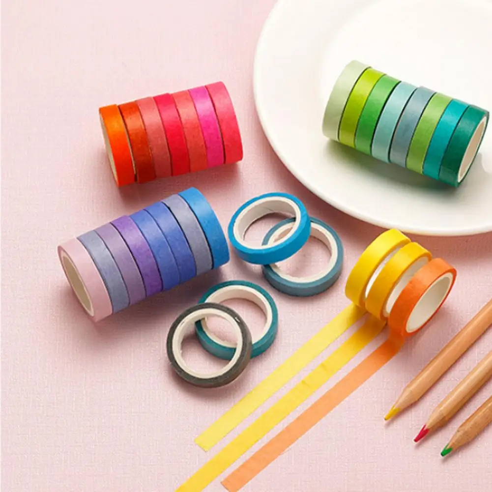 60 Rolls 4M Washi Tape 8mm Wide Rainbow Colored Painters Masking Tape For DIY Crafts Gift Wrapping For Journaling Scrapbooking