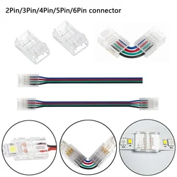 5Pcs Transparent Solderless Cover Connector 2/3/4/5/6Pin LED Strip Light Single Color CCT RGB RGBW RGBCCT Tape Corner Connectors