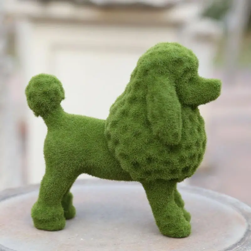 

Courtyard Cute Dog Statues Grass Green Simulation Flocking Puppy Ornaments Flocked Dog Collectible Figurines Garden Decor