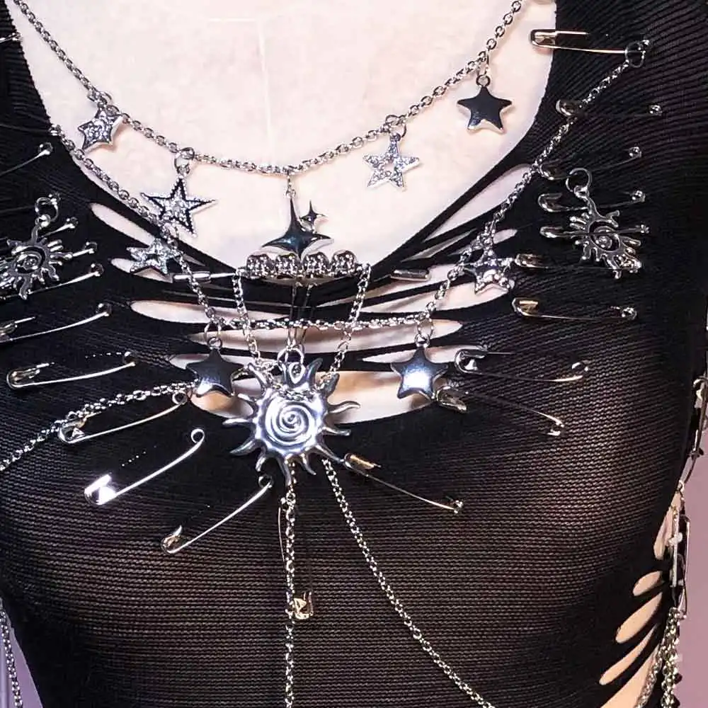 เสื้อผ้าสไตล์ Y2K ฮาราจูกุ พังก์ร็อก กอธิค ชุดเดรส E-Girls อีโค กรันจ์ ยุค 90s กอธ ลายหัวกะโหลก คาวาอี้ สายโซ่ ทำมือ DIY ชุดเรฟ วัยรุ่น อีโม