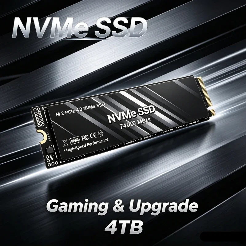 HSXX M.2 2280 PCIe4.0 X4 NVMe SSD,7400MB/s TLC 3D NAND,500GB/1TB/2TB/4TB Gaming SSD for PS5, Laptop & Desktop PC Upgrade