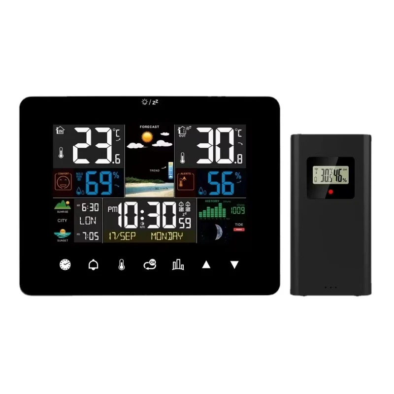 

Touch screen weather station digital indoor and outdoor meter with temperature and humidity sensor