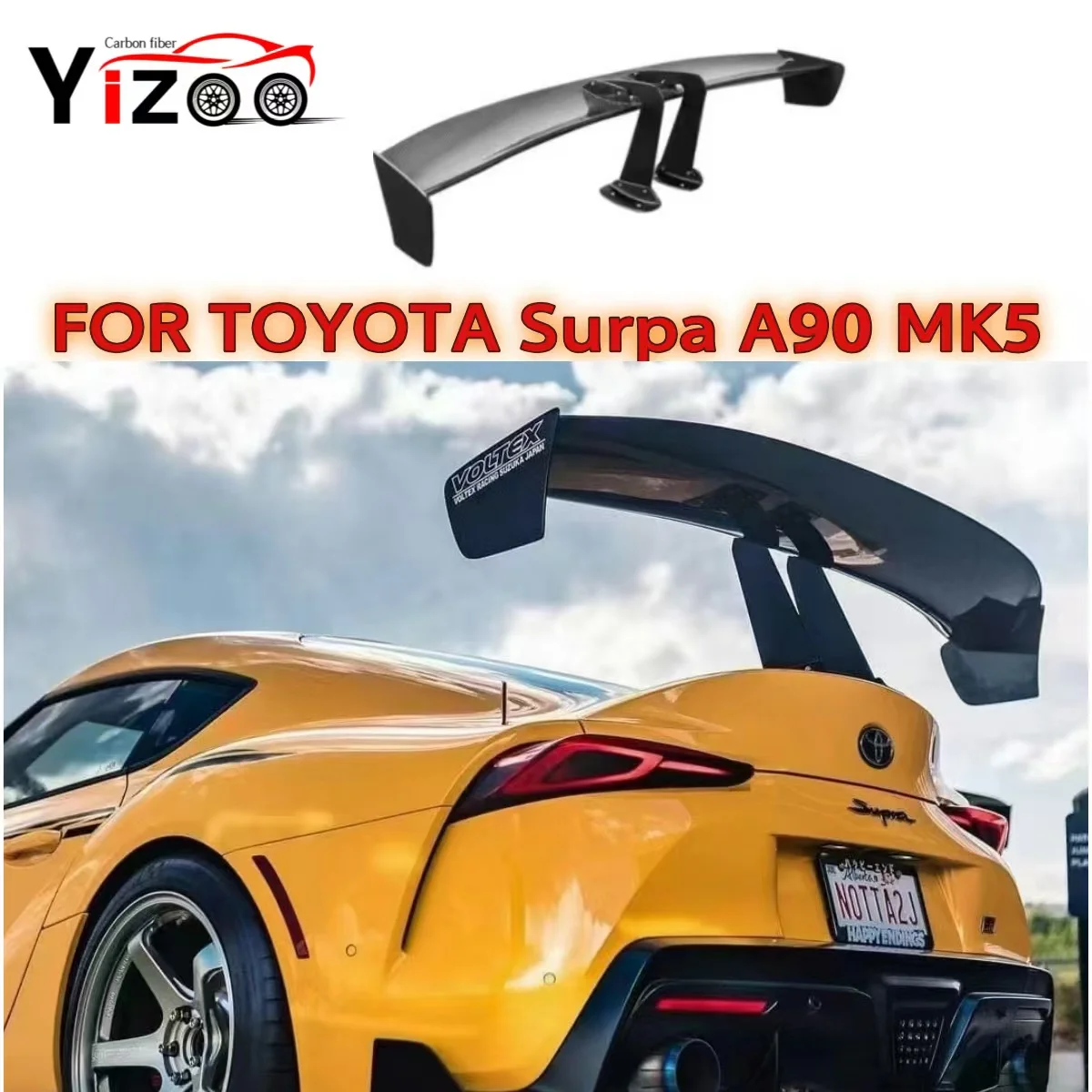 

Suitable For Toyota Supra GR A90 A91 VX Style Carbon Fiber Tail fins Rear Trunk Spoiler Guide Wing Rear Wing auto Body kit 2019+