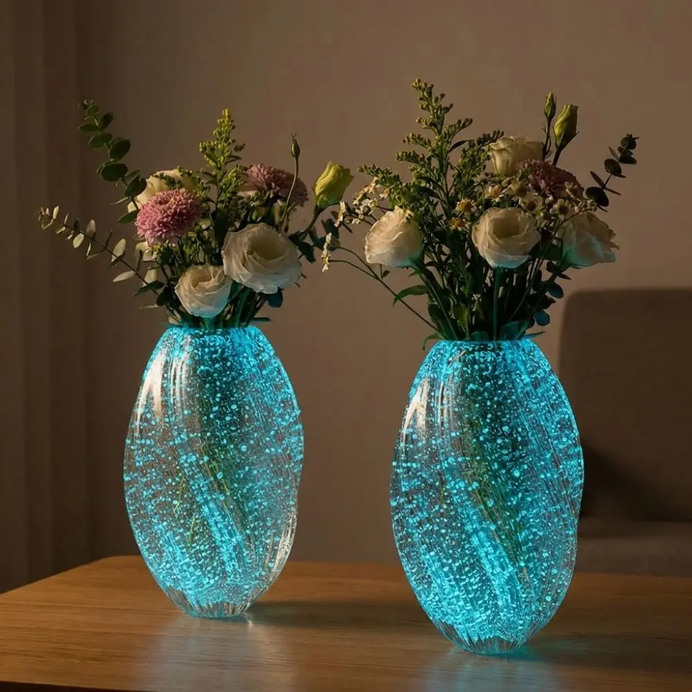Maltose Crystal Luminous Glass Vase Transparent Handmade Twisted Clear Vase Large Capacity Thickened Decorative Vase