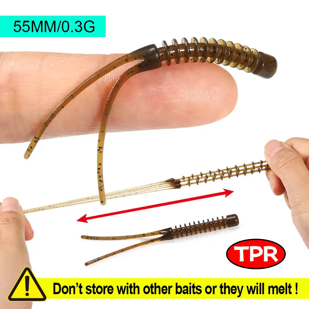 Rosewood Ajing Soft Lure 5.5cm TPR Mini Plastic Floating Swimbait Silicone Bait Double Tail Worm Rock Fishing Maggots Bass Carp image 2