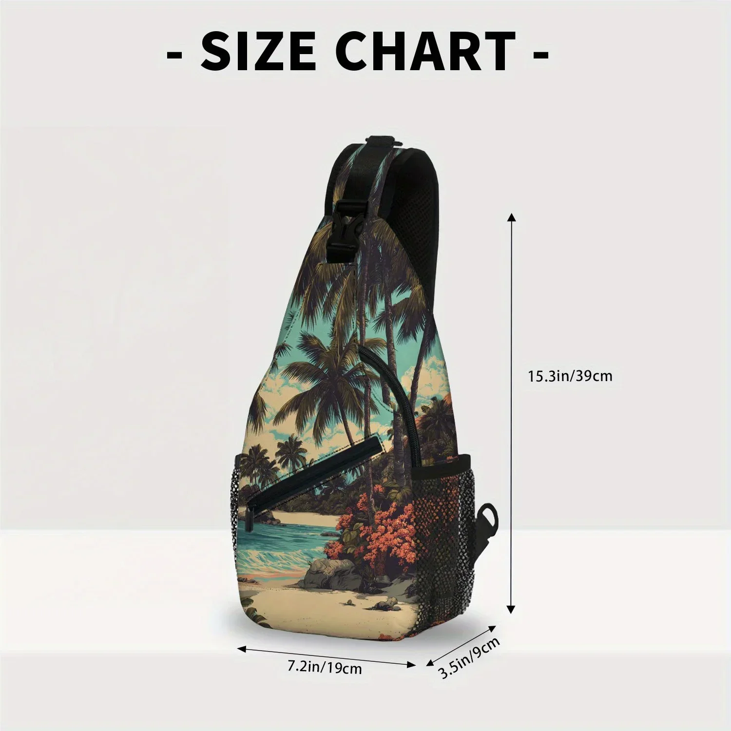 Custom Men's Tropical Beach Crossbody Bag with Adjustable Strap - Lightweight Convertible Chest Backpack Shoulder Bag