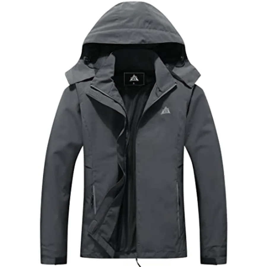 MOERDENG Women's Waterproof Rain Jacket Lightweight Raincoat Hooded Hiking Jacket Softshell Windbreaker