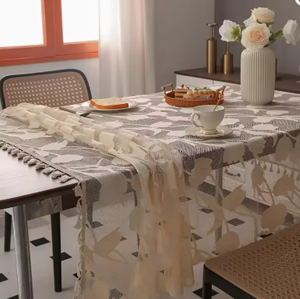 

2026 Simple Nordic Tablecloth Rectangular Dining Table Cover with Tassel Edging Home Use