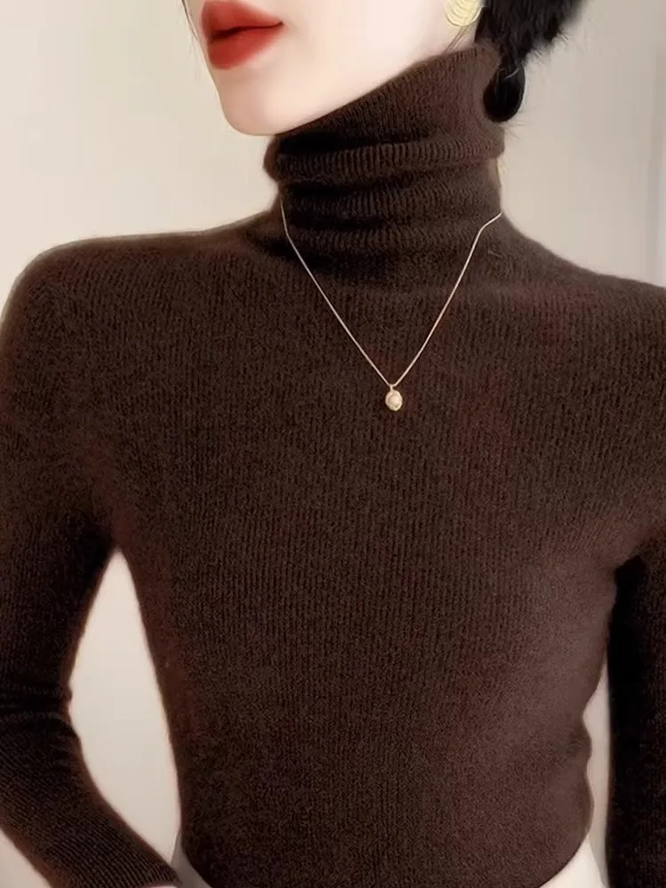 

Sli High Collar Women's Base irt Soft Cozy Autumn Winter Knitted Sweater Slim Fit Warmth Inner Wear Matching Coat