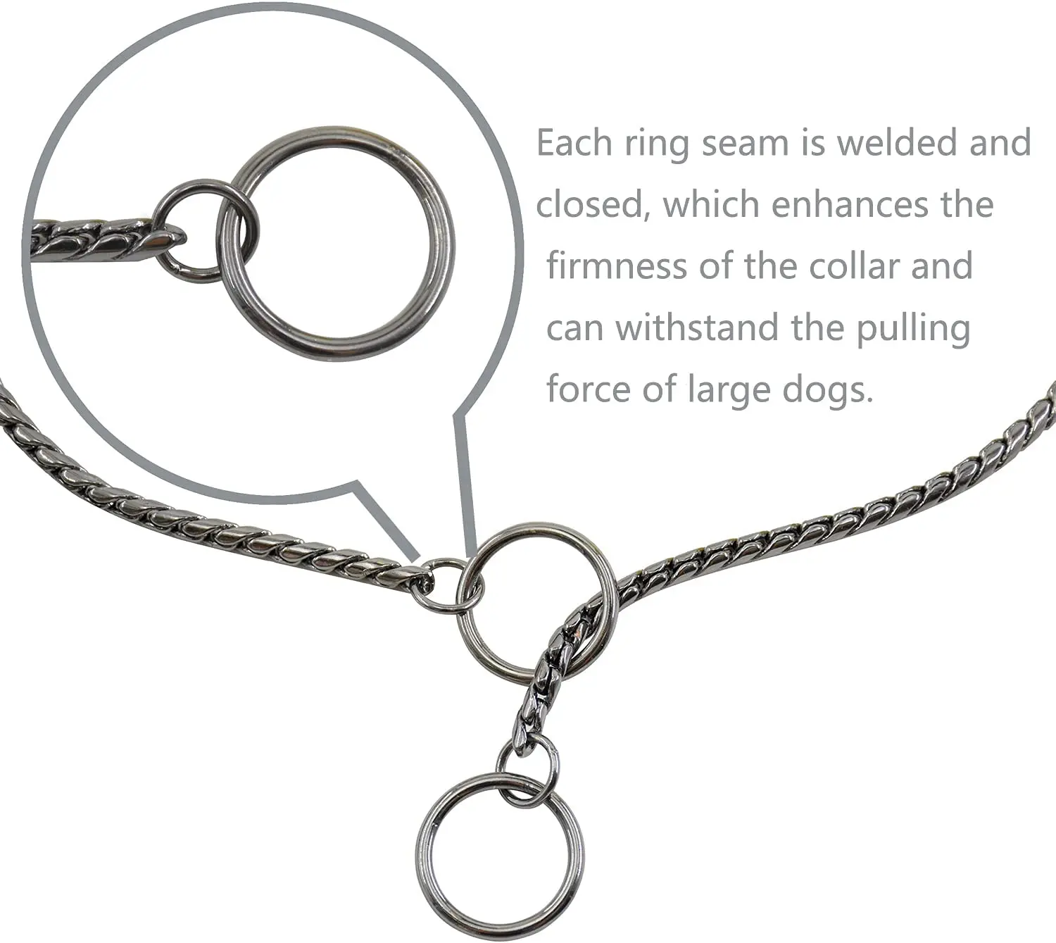 Heavy Duty Dog Choke Collar Slip Dog P Chain Snake Collar Plating Anti-Rust Dog Training Collars for Small Large Dogs Black/Gold - view 3