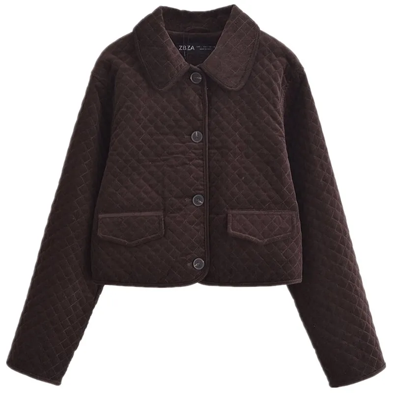 

Corduroy Long Sve Collar Jaet New Autumn Winter Women's Cotton Coat Outerwear 2024 Commute Sle Loose Fit Regular Length