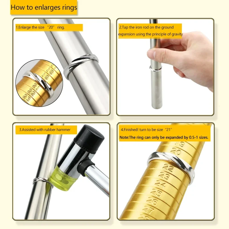 Professional TSK Ring Enlarger Stick Measuring Equipment Metal Stick Mandrel Handle Hammer for DIY Jewelry Making Measuring Tool