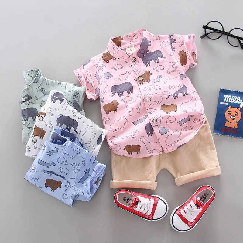 2024 Summer Casual Clothes Fashion Baby Boy's Suit Set Top Shorts 2PCS Baby Clothing Set For Boys Infant Suits Kids Clothes