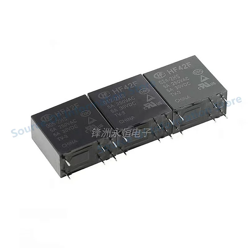 10PCS HF42F 005 012 024-2HS/2HST 5V 12V 24VDC Two Group Normally Open 6 Pin 5A250VAC Power Relay 100% New original