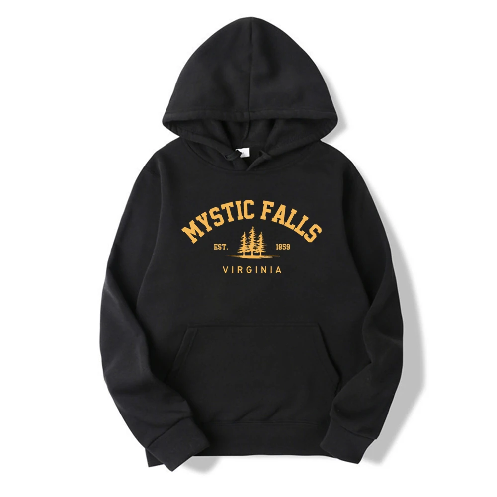 

Mystic Falls Virginia Hoodie Salvatores Hooded Sweatshirt Unisex Long Sleeve Pullovers Casual Graphic Hoodies Vampire Fans Gift