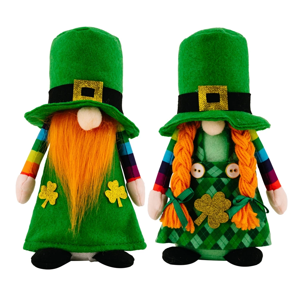 Patricks Day Gnome Green Patterns Saint Patrick's Day Doll Irish Festival Faceless Gnome Shopwindow Ornament