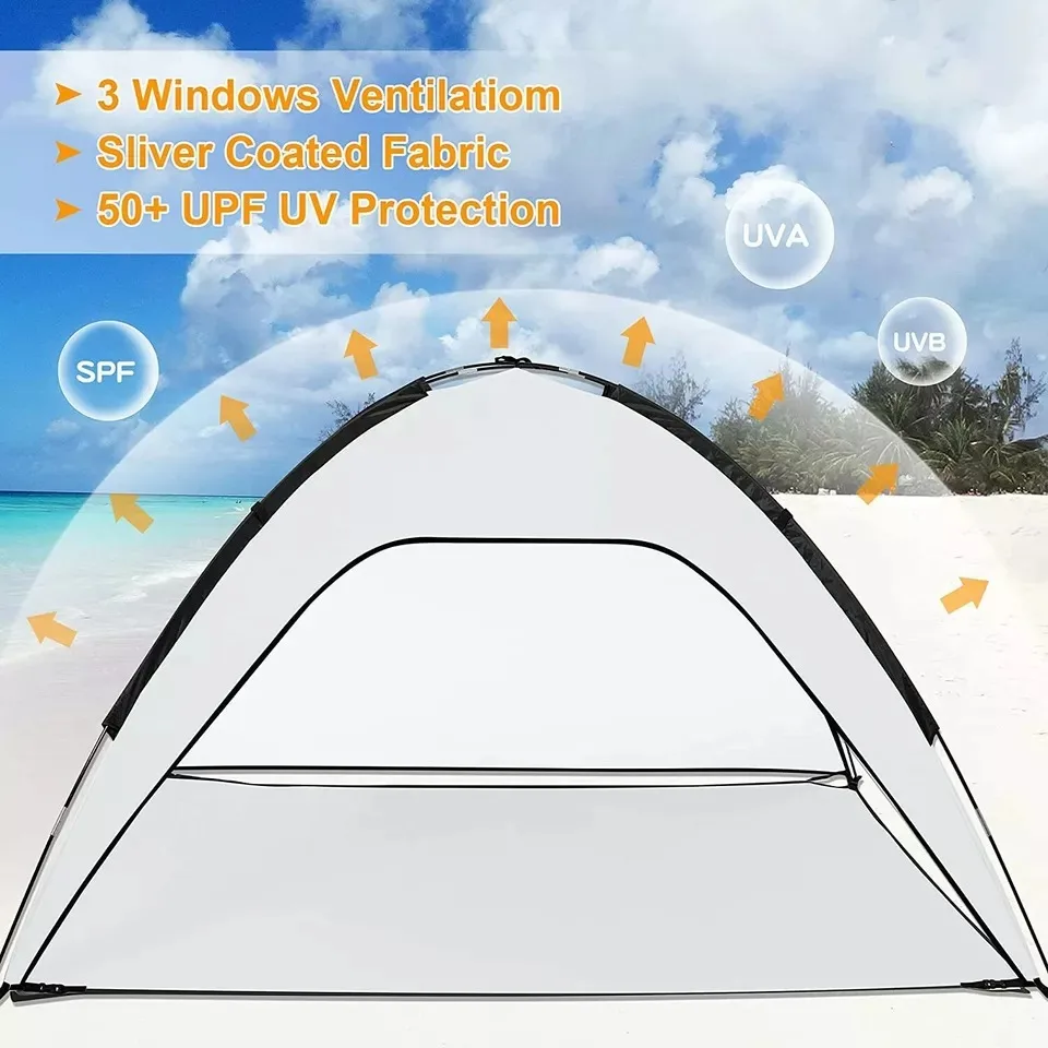 Pop Up 1-4 Person Beach Tent Sun/Water/Heat Resistant Outdoor Canopy Shelter