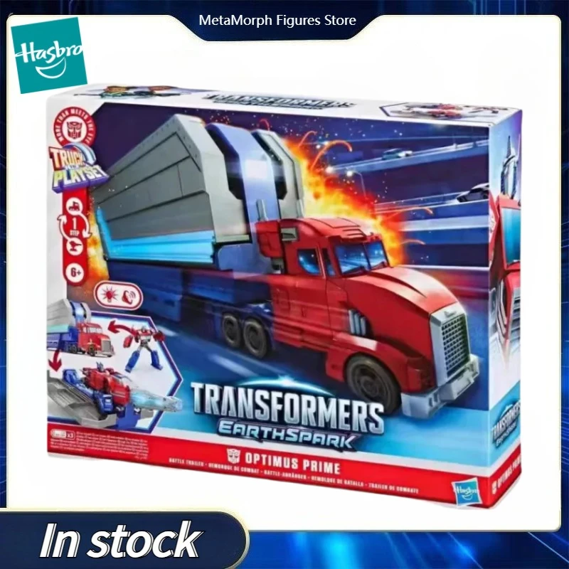 Originale Hasbro Transformers EARTHSPARK OPTIMUS PRIME con Rimorchio e Benna, Action Figure Anime, Modellino da Collezione