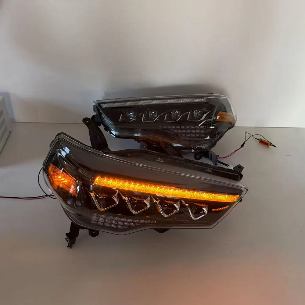 LED Headlights Black For Toyota Hilux 4Runner 2014-2024 Housing Full LED Projector Sequential Turn Signal Headlamp Pair