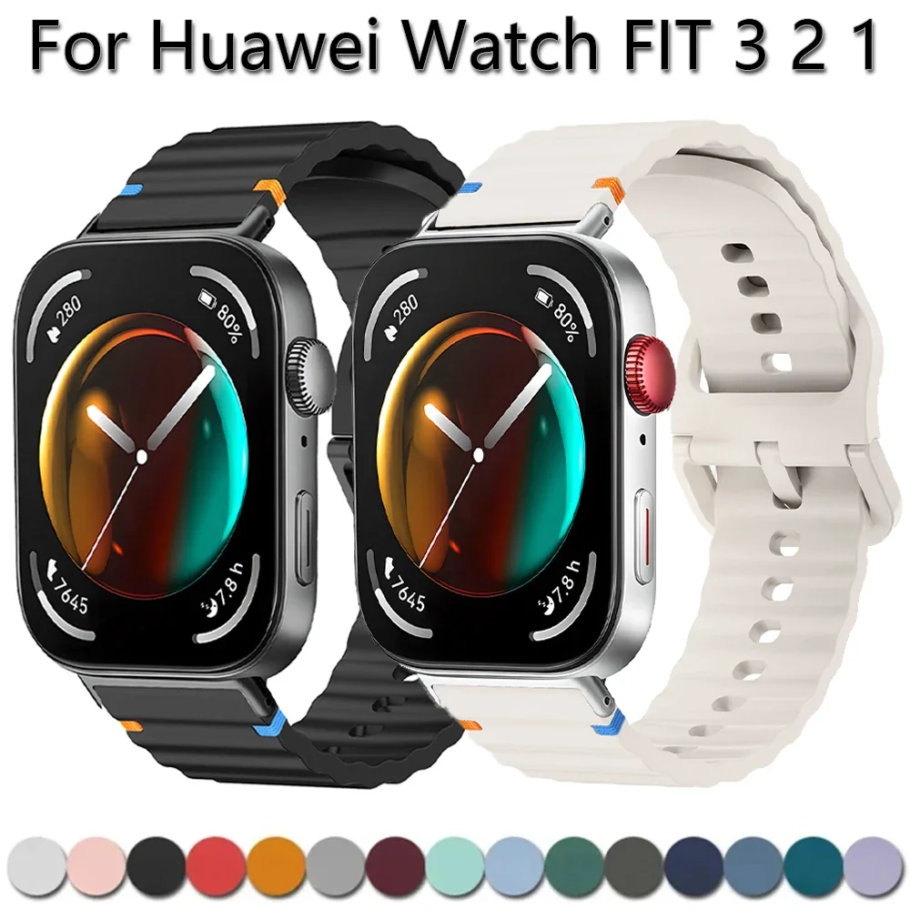 

Silicone Sports Strap For Huawei Watch Fit 3 Bracelet Correas Breathable Watchband for Huawei Watch Fit3/2/1 Band Soft Wristband