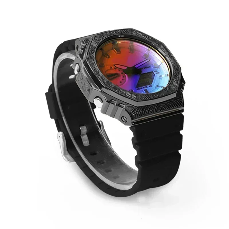 Para reloj Casio GA2100 GA2110 GAB2100 Kit de conversión de caja de Metal con patrón de grabado con herramienta de ajuste de conversión