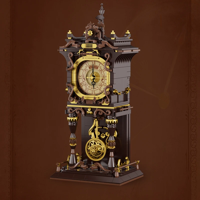 

Vintage Mechanical Clock Model Building Blocks Retro Roman Numeral Dial Gear Structure DIY Assembly Toy Gift For Adults