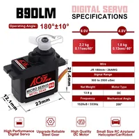 AGFRC B9DLM 9g Metal Steel Gear Servo 2.2KG 180 Degree Micro Size Digital Motor for RC Car Robot Small Airplane Helicopter Model