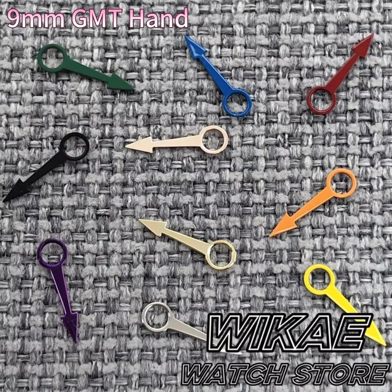 9MM Small GMT Watch Hands Gold Rose gold Silver Red Blue Green Black Purple Orange Yellow Fit NH34 Movement Replacement Parts