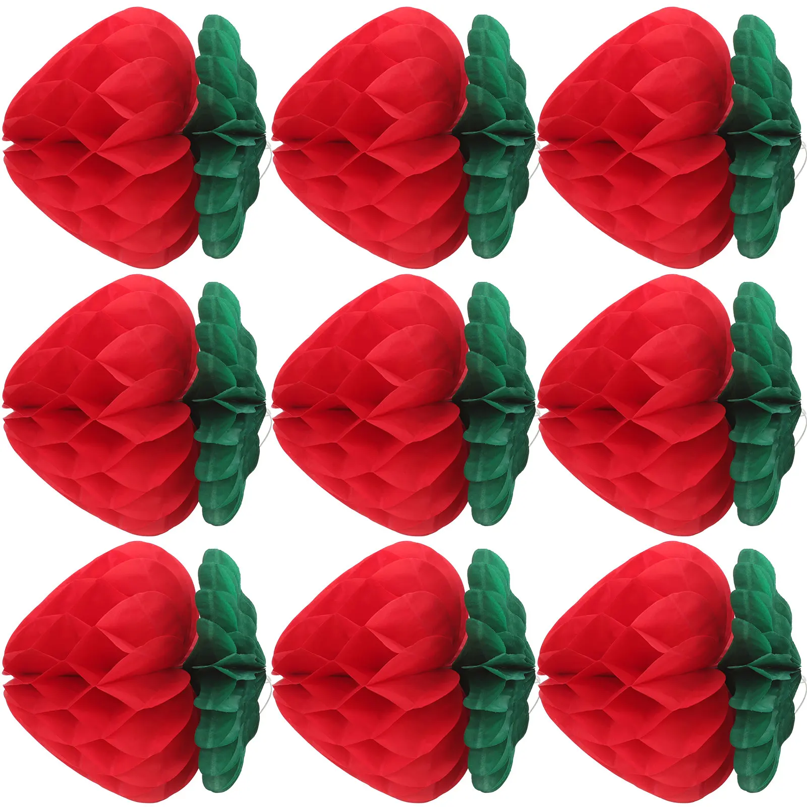 

10Pcs Paper Strawberry Honeycomb Balls Practical Long-Lasting Use Hanging Easy Tree Windows Door Party Decoration